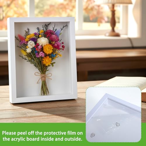 4 Pack 8"x 10" Shadow Boxes Frame Display Cases Wood Deep Shadow Box for Photos, Dried Flowers, Handicrafts Picture Frames for Wall Tabletop (White)