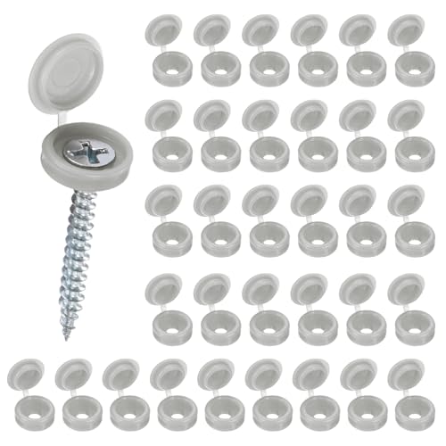 M METERXITY 100-Pack Plastic Hinged Screw Cover Caps, 3mm Shutter Screws with Caps, Fold Snap Washer Covers, Washer Flip Protection Covering M3 M4 M5 Screws Heads [Light Gray] - color: Light Gray, size: 3mm