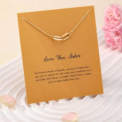 RZKING Golden Necklace for Women, Gifts for Best Friend Sister Mom Daughter - style: Paper Clip
