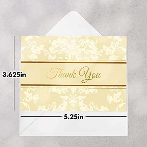 Designer Greetings Thank You Greeting Cards - size: 48 Pack Thank You - Gold & Ivory Foliage