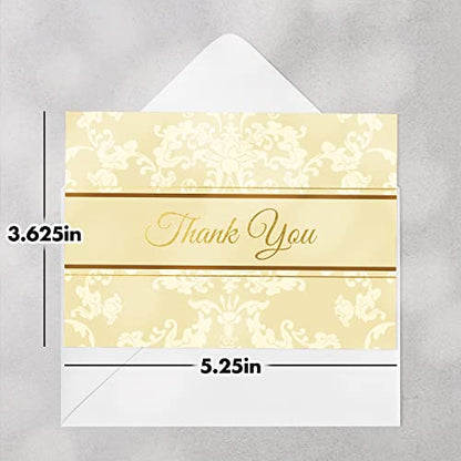 Designer Greetings Thank You Greeting Cards - size: 48 Pack Thank You - Gold & Ivory Foliage