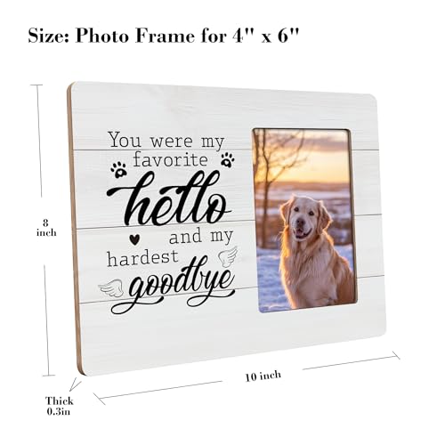 Pet Memorial Gifts for Dogs Remembrance Picture Frame, Loss of Dog Sympathy Gift, My Hardest Goodbye Frames Fits 4x6 Photo - color: Green