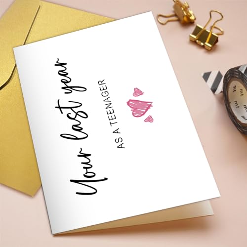 Qiliji Funny 19th Birthday Card for Son Daughter, 19 Years Old Birthday Card for Boy Girl, Nineteenth Birthday Card for Sister Brother Friend, Your Last Year As A Teenager - color: 19th Birthday