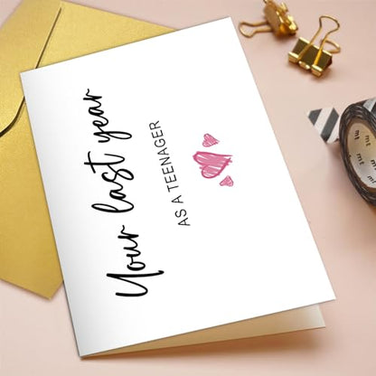 Qiliji Funny 19th Birthday Card for Son Daughter, 19 Years Old Birthday Card for Boy Girl, Nineteenth Birthday Card for Sister Brother Friend, Your Last Year As A Teenager - color: 19th Birthday