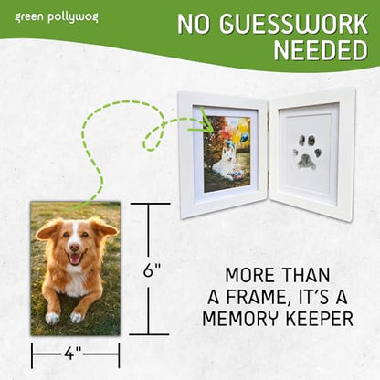 Green Pollywog Paw Print Hinged Photo Frame with Ink Pad Kit - size: Hinged Paw Print Kit
