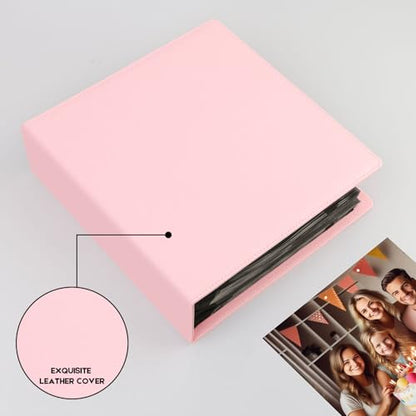 Aevdor 8x10 Photo Album, 168 Photos, Leather Cover, Pink | Large Capacity, Side-Loading Clear Pockets, Vertical 8x10 Layout, Black Inner Pages, Wedding, Travel, Baby & Family Memories - color: Pink
