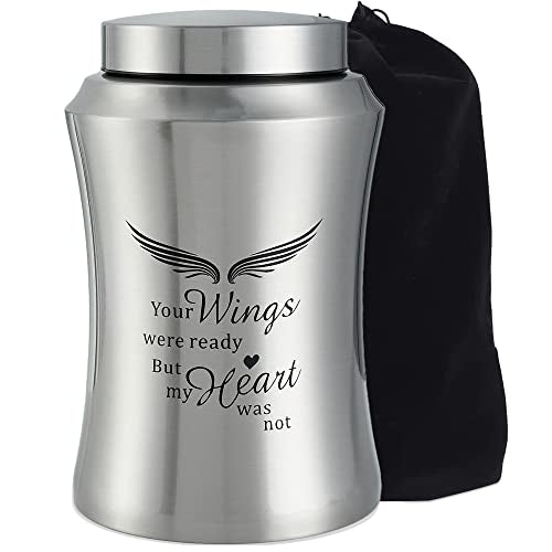 Large Cremation Urns for Ashes Adult Male Female Dad Mom | Silver Large Angel Wings Funeral Cremation Urns for Human Ashes Adult - Woman Men,Decorative Memorial Funeral Burial Urn - size: Large,Sliver Wings