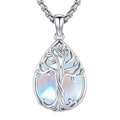 Eusense Tree of Life Necklace for Women Men Sterling Silver 925 Tree Urn Locket Cremation Jewelry Family Tree Pendant Gifts for Her Him Mom Dad Grandma Daughter - style: E-F-Tree of Life Necklace