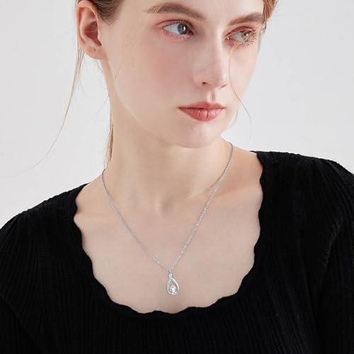 Teardrop Urn Necklace for Ashes Birthstone Keepsake Pendant Cremation Jewelry for Ashes Memorial Jewelry Gifts for Loss of a Loved One for Women - style: Apri-Diamond