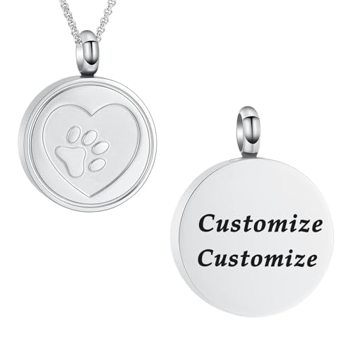 Hearbeingt Tree of Life Cremation Jewelry Paw Print Urn Necklace for Ashes - color: B-Customize Text
