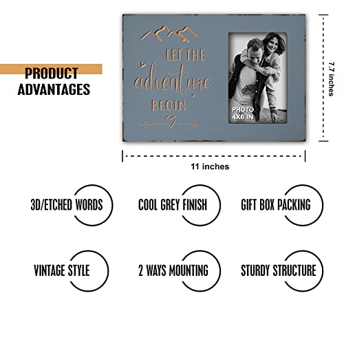 Wedding Engagement Picture Frame Gifts for Couples Let the Adventure Begin - color: Cool Grey Adventure