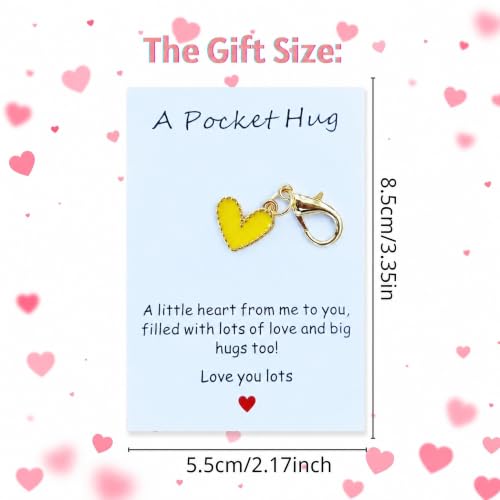 YOJO Pocket Hug Keychain, Love Keychain with Positive Affirmation Card, Emotional Support, Inspirational Gift - color: Yellow