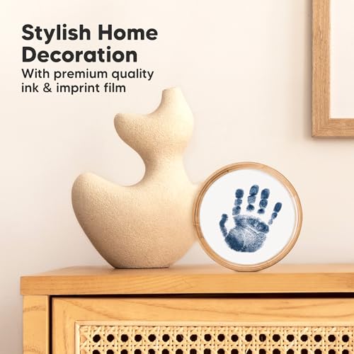 2pk Inkless Baby Hand and Footprint Kit Mess Free Ink Pad (Navy, Round) | Round Size, Newborn Keepsake, Dog Nose, Paw Print Kit, Clean Touch Ink Pads, Baby Handprints Footprints Kit, New Mom Gifts - color: Navy, size: 2-Pack, Round 3.4" x 3.4"