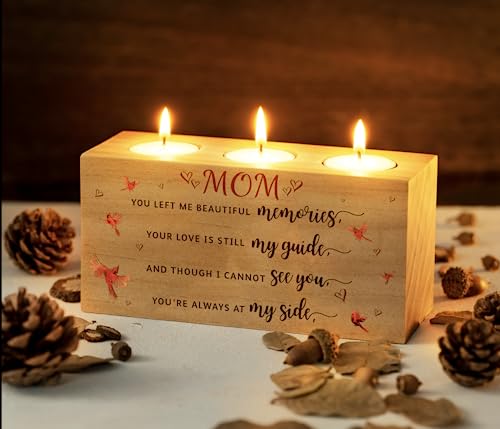 Sympathy Gifts for Loss of Loved One – Memorial Bereavement Gifts Candle Holders – Handcrafted Wooden Keepsake with Poem – Condolence Gift, Bereavement Gifts for Loss of Mother, Father (MOM) - size: MOM