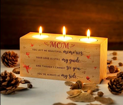 Sympathy Gifts for Loss of Loved One – Memorial Bereavement Gifts Candle Holders – Handcrafted Wooden Keepsake with Poem – Condolence Gift, Bereavement Gifts for Loss of Mother, Father (MOM) - size: MOM