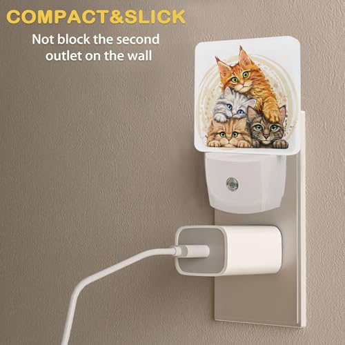 Cute Cats Night Light,Plug in Night Light, Dusk to Dawn Sensor Nightlights for Stairway/Hallway/Kitchen/Bedroom/Bathroom 0.5W - color: Cute Cat