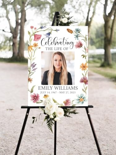 Personalized Funeral Welcome Sign, Wildflower Funeral Welcome Sign, Celebration of Life Memorial Display, Editable Meadow Garden Obituary Poster, Customizable Floral Sign, Custom Memorial Board, Outdoor Memorial Garden Decor