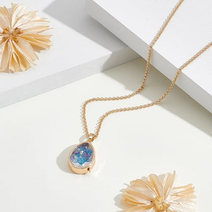 NBEADS Locket Pendant Necklaces, Memory Locket Charms Brass Floating Memory Necklace - style: Teardrop