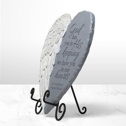 Let's Make Memories Personalized Memorial Garden Stone - Sympathy - Loss of Loved One - Condolences - Indoor/Outdoor - Durable Resin - 3D Wings of Love - Your Wings - style: Your Wings Were Ready