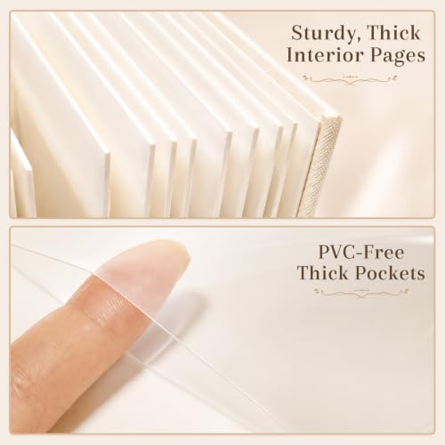 Ruibytree 128 Pockets Instax Mini Photo Album for 2x3 Pictures, Beige | Writing Space, Premium Linen Hardcover, Flat-Fit Pockets, Wedding Guest Book for Polaroid 2x3 Photos, Graduation Keepsakes - color: Beige
