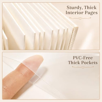 Ruibytree 128 Pockets Instax Mini Photo Album for 2x3 Pictures, Beige | Writing Space, Premium Linen Hardcover, Flat-Fit Pockets, Wedding Guest Book for Polaroid 2x3 Photos, Graduation Keepsakes - color: Beige