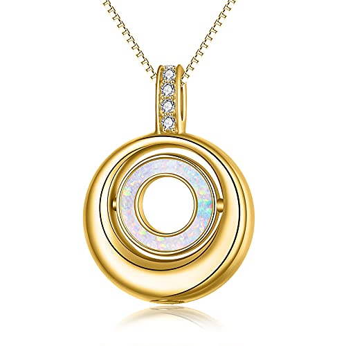 WINNICACA Cremation Jewelry for Ashes Locket Ashes Necklace Urn Necklace for Women Sterling Silver Cremation Necklace for Ashes Fine Keepsake Picture Necklace Memorial Jewelry - style: C01-Circle of Life Urn Necklace(Created Opal)