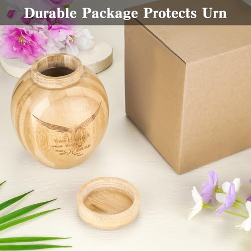 SOITIS Small Urns for Human Ashes-4.3 Inches Bamboo with Wing Pattern, Cremation Urns for Human Ash, Mini Urns for Human Ashes Keepsake Urn Holder, Ash Keepsake - color: Wing