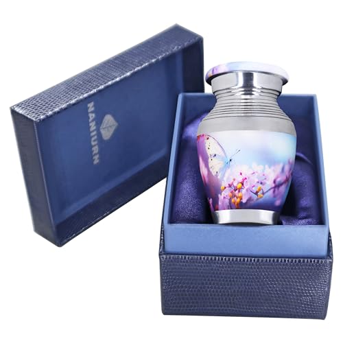 NANIURN Urn for Human Ashes, Pink Blue Butterfly Cremation Keepsake | Small Cremation Urns for Women and Men, Pink Blue Butterfly Keepsakes for Ashes, Family Sharing, Cremated Remains - color: Pink & Blue, size: Small / Keepsake