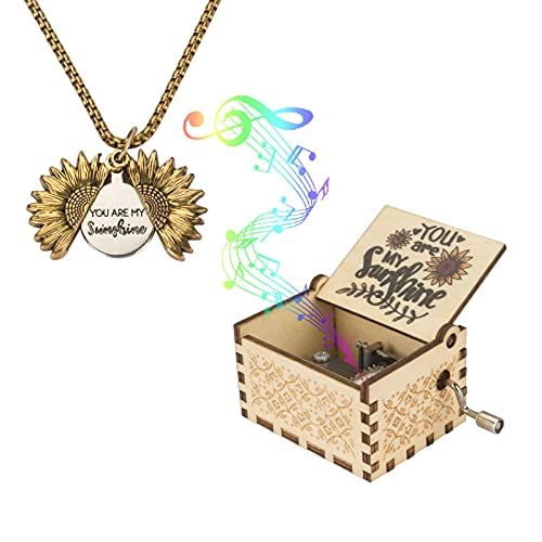 Music Box You are My Sunshine with Sunflower Necklace,Sunflower Gifts - style: You are My Sunshine A
