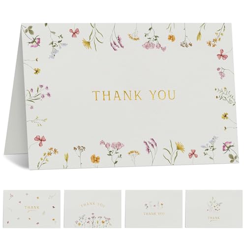 ZICOTO Beautiful Thank You Card Set With Envelopes and Stickers - Set of 20