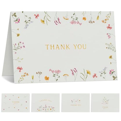 ZICOTO Beautiful Thank You Card Set With Envelopes and Stickers - Set of 20