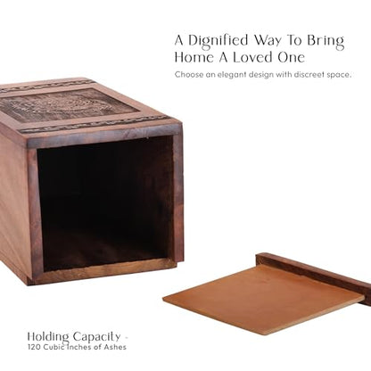 Tiger Cremation Urns 10 Inch, Decorative Wooden Urn for Human Adult Ashes