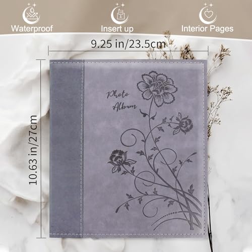 Photo Album 8x10 Clear Pages Pockets Leathe Cover Slip Slide in Photo Album Holds 50 Vertical 8x10 Photos Picture Book for Wedding Family (Grey) - color: Grey, size: 50 Pockets/1PK