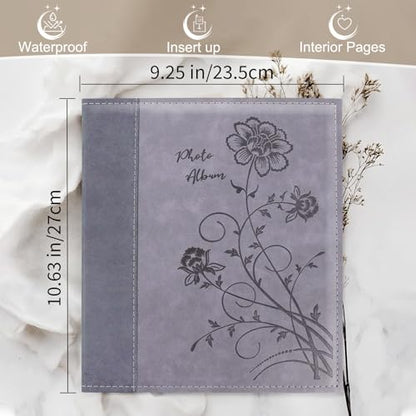 Photo Album 8x10 2 Packs Clear Pages Pockets Leathe Cover Slip Slide in Photo Album Each Holds 50 Vertical 8x10 Photos Picture Book for Wedding Family (Grey) - color: Grey, size: 50 Pockets/2PK