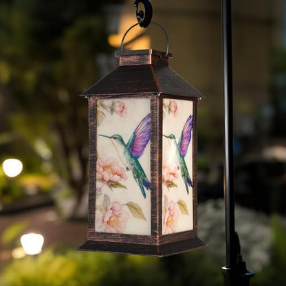 Homemory Solar Hanging Lanterns Outdoor Waterproof Hummingbird LED Lights - style: Hummingbird