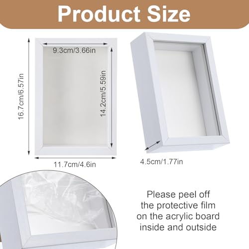 6 Pack 4 x 6 Inches Shadow Box Frame, Small Wood Frame Memory Display Cases,1.2in Depth Picture Frame Case for Dried Flowers, DIY Craft, Memorabilia, Medals and Photos