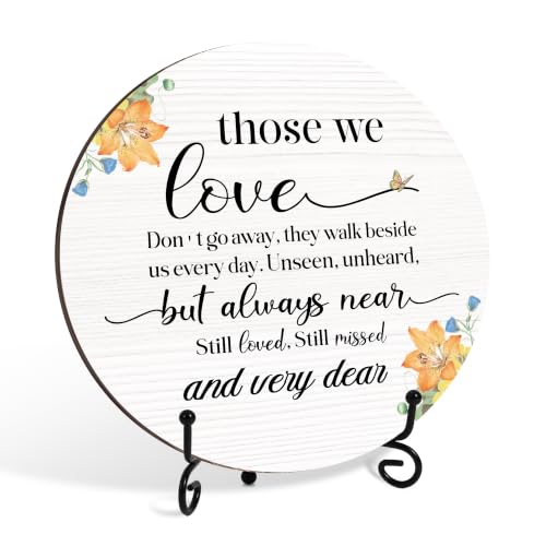 Floral Sympathy Gifts for Loss of Loved One, Those We Love Memorial Gift Bereavement Plaque with Iron Stand, Remembrance Keepsake Table Decor for Loss of Husband Wife - B07 - color: Colorful Those We Love