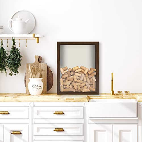 Americanflat 11x14 Shadow Box Frame with Shatter-Resistant Glass - Silhouette Collection - Large Shadow Box Display Case for Tabletop and Wall Display - Walnut with Soft Felt Back - color: Walnut, size: 11x14