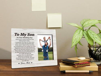 HiLus Gifts for Sons On Wedding Day, Wooden Picture Frame Gifts, Sons Photo Frame Gift, Touching Mother to Son Poem, Son Wedding Gift from Mom, There are So Many Emotions That Fill My Heart Today... - color: SonGift15