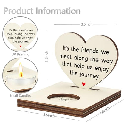Heart Shaped Wooden Tealight Candle Holderwith Inspirational Quotes, Memorial Friends Appreciation Gifts, Rustic Wooden Candle Holder for Birthday, Christmas, Farewell SLZ22 - color: Daughter