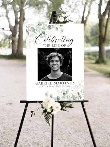 Greenery Funeral Welcome Sign, Celebration Of Life Welcome Sign - color: Version #7
