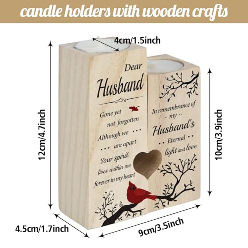 SteadStyle Memorial Gifts for Loss of Husband, Cardinal Candlestick Holders | Loss of Husband Sympathy Gift, Bereavement Condolence Gifts, In Memory of Husband, Wooden Memorial Candlesticks - style: Husband