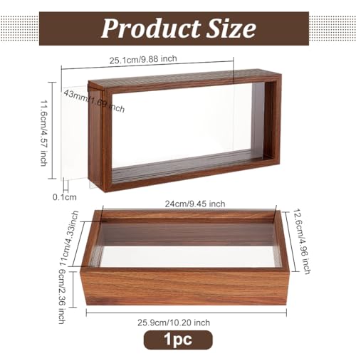 OLYCRAFT 10.2x5x2.4 Inch Rectangle Shadow Box Wood Shadow Box Display Case Shadow Box Frame with Double Sided Clear Acrylic Window for Dried Flowers Leaves Specimen - Walnut Brown - color: Walnut Brown