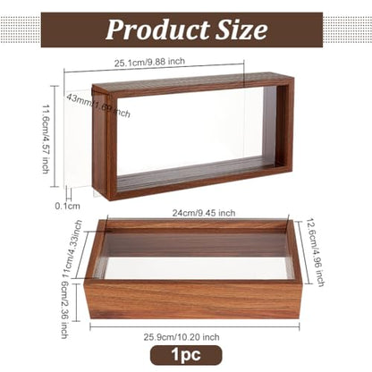OLYCRAFT 10.2x5x2.4 Inch Rectangle Shadow Box Wood Shadow Box Display Case Shadow Box Frame with Double Sided Clear Acrylic Window for Dried Flowers Leaves Specimen - Walnut Brown - color: Walnut Brown