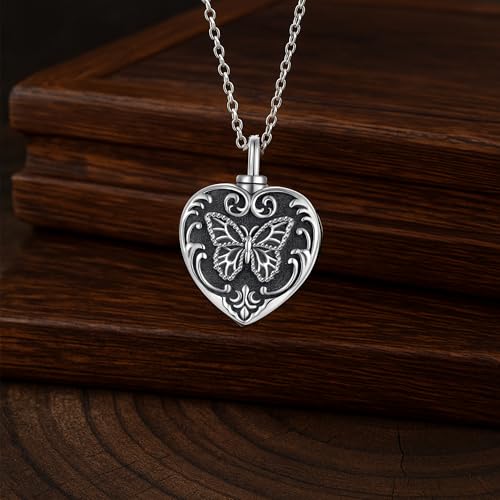 Flower Cute Animal Sterling Silver Pendant Urn Ashes Necklace for Women BF0709 - color: Heart *Butterfly 1