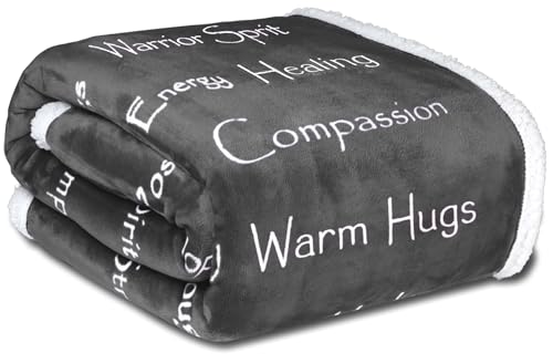 Compassion Blanket (Brand)- Strength Courage Super Soft Warm Hugs, Get Well Gift Blanket Plush Healing Thoughts Positive Energy Love & Hope (Charcoal, 50 x 65 Sherpa) - color: Charcoal, size: 50 x 65 Sherpa