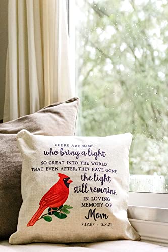 Canary Road Custom Sympathy Gift in Memory of Pillow | Cardinal Memorial Present | Remembrance Funeral Loved One Family Friend