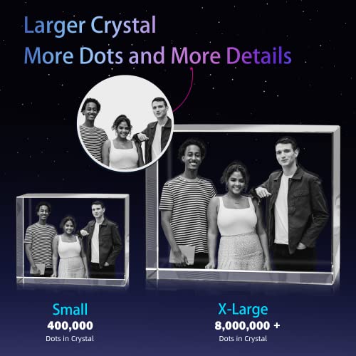 HAN'S LASER 3D Crystal Photo, Personalized Gift with Your Own Photo, Unique Valentine's Day, Christmas, Birthday,Wedding Gifts for Women,Wife,Man,Her,Him,Memorial Presen Medium Landscape - size: Medium Landscape