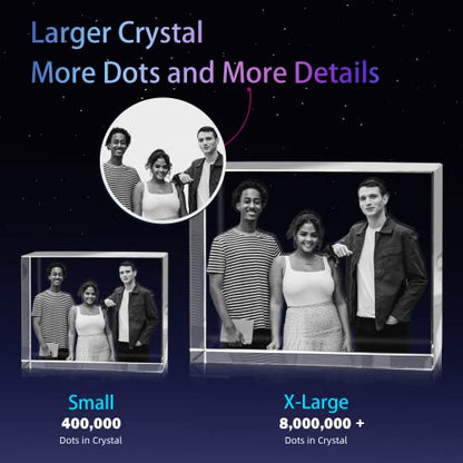 HAN'S LASER 3D Crystal Photo, Personalized Gift with Your Own Photo, Unique Valentine's Day, Christmas, Birthday,Wedding Gifts for Women,Wife,Man,Her,Him,Memorial Presen Medium Landscape - size: Medium Landscape