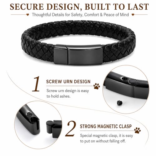 Pet Memorial Gifts for Dogs, Cremation Bracelet for Ashes with Rainbow Bridge Card, Dog Loss Sympathy Keepsake, In Memory of Dog Remembrance Bracelet for Men Women